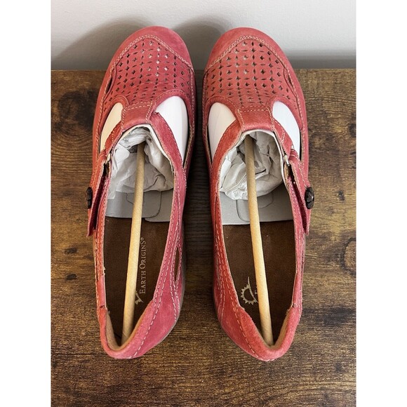 Earth Origins Swirl Pink Suede Mary Jane Shoe Hook & Loop Strap Women's US 9 - Picture 5 of 13